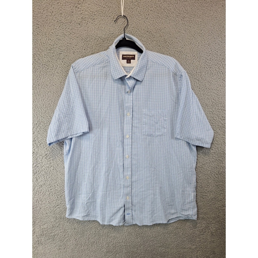 Johnston Murphy Casual Shirt Mens XL Blue Patterned Classic Fit Collar Button Up